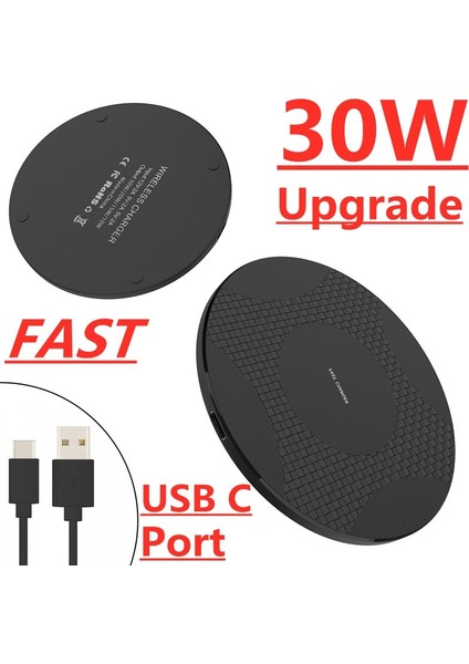 Mavi Kablo ile 30W Kablosuz Şarj Aleti Pedi iPhone 13 12 11 x Xr Xs Max Pro Samsung Xiaomi Huawei Telefon Hızlı Kablosuz Şarj Standı Istasyonu (Yurt Dışından) fırsatları