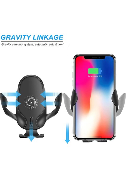 Siyah Dcae Kablosuz Şarj Cihazı 15W Hızlı Şarj Araç Montaj Telefon Tutucu iPhone 14 13 12 11 Pro Xr Xs x 8 Hızlı Şarj Samsung S22 (Yurt Dışından) fiyatları