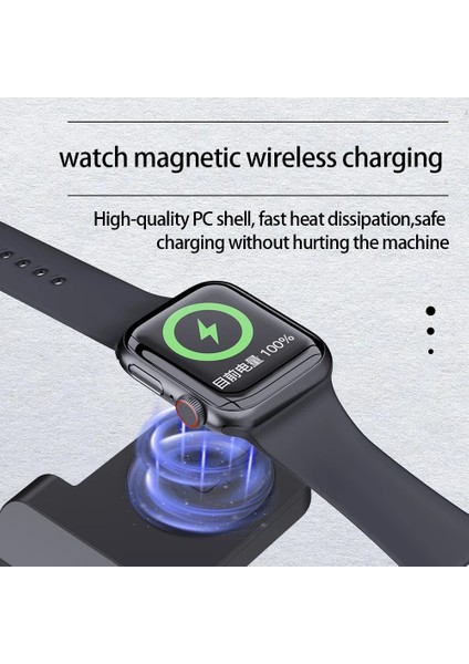 B20-W Apple 100W 3'ü 1 Arada Kablosuz Şarj Cihazı Standı Hızlı Şarj Istasyonu iPhone 11 12 13 14 Samsung S22 S21 Galaxy Apple Watch 8 7 6 (Yurt Dışından) modelleri