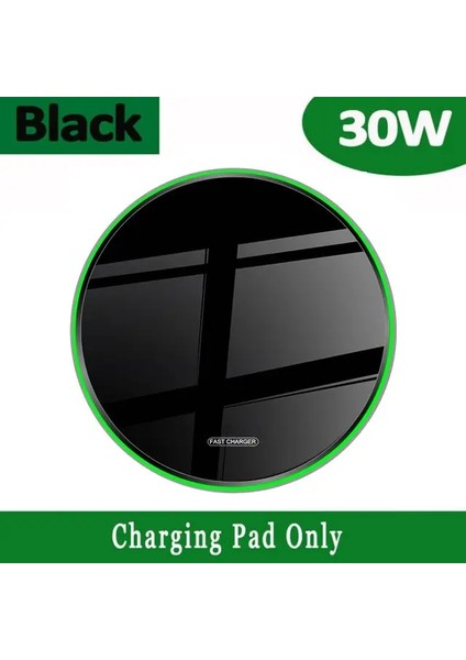 Siyah Kablo Olmadan 30W Kablosuz Şarj Pedi iPhone 14 13 12 11 Pro Max x Samsung S22 S21 Telefon Şarj Cihazları Indüksiyon Hızlı Şarj Istasyonu Istasyonu (Yurt Dışından)