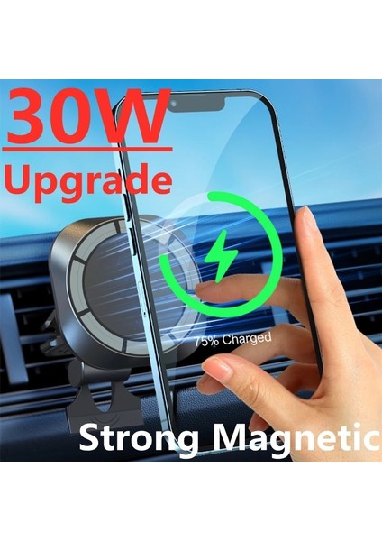 Md1 Siyah Kablo Yok 30W Hızlı Manyetik Kablosuz Şarj Cihazı Araba Hava Firar Telefon Tutucu Montaj Macsafe Kılıfı ile Uyumlu iPhone 12 13 Pro Mini Max (Yurt Dışından) indirimleri