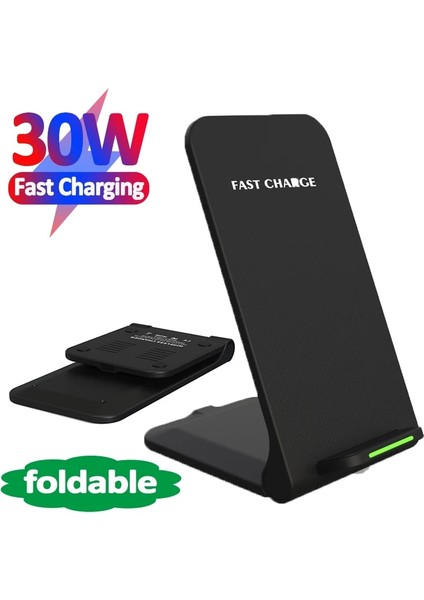 Siyah Kablo Yok Çift Bobin 30W Kablosuz Şarj Standı iPhone 14 13 12 11 Pro x 8 Samsung S21 S20 Hızlı Şarj Dock Istasyonu Telefon Tutucu (Yurt Dışından) fırsatları