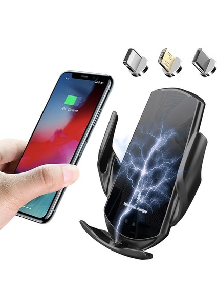 Siyah Manyetik 30W Araba Kablosuz Şarj Cihazı Kızılötesi Indüksiyon Hızlı Şarj Standı Istasyonu iPhone 14 13 12 11 Pro Max Xr Xs x 8 Artı (Yurt Dışından)