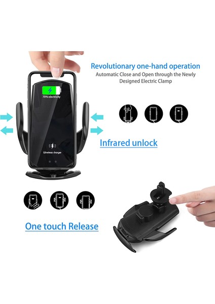 Siyah Manyetik 30W Araba Kablosuz Şarj Cihazı Kızılötesi Indüksiyon Hızlı Şarj Standı Istasyonu iPhone 14 13 12 11 Pro Max Xr Xs x 8 Artı (Yurt Dışından) modelleri