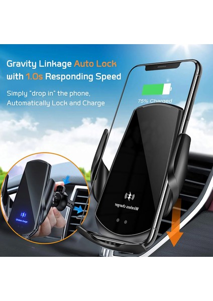 Siyah Manyetik 30W Araba Kablosuz Şarj Cihazı Kızılötesi Indüksiyon Hızlı Şarj Standı Istasyonu iPhone 14 13 12 11 Pro Max Xr Xs x 8 Artı (Yurt Dışından) fırsatları