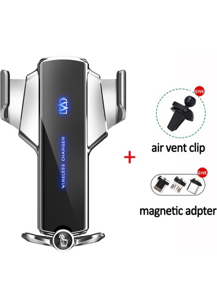 Gümüş 30W Araç Kablosuz Şarj Cihazı Manyetik Otomatik Araç Telefonu Tutucu Dağı iPhone Samsung Xiaomi Için Indüksiyon Hızlı Şarj Istasyonu (Yurt Dışından)