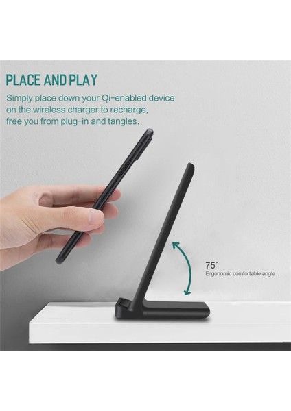 Siyah 30W Çift Bobin Kablosuz Şarj Cihazı iPhone 11 12X8 10 Artı Telefon Hızlı Şarj Pad Dock Istasyonu Samsung S8 S9 S9 + Not 8 (Yurt Dışından) fırsatları