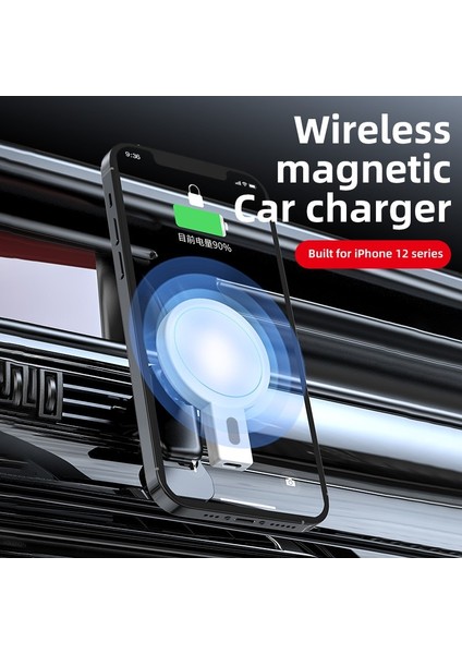 Siyah Yok Kablo 100 W Manyetik Araç Kablosuz Şarj Cihazları Telefon Şarj Cihazı Hava Firar Standı iphone 12 13 14 Mini Pro Max Mıknatıs Adsorbe Hızlı Şarj (Yurt Dışından) modelleri