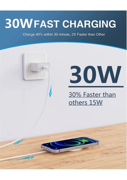 Beyaz Tip C Bağlantı Noktası 30W Manyetik Kablosuz Şarj Cihazı iPhone 13 12 Pro Max Mini Hızlı Mıknatıs Şarj Pedi Telefon Tutucu ile Samsung Xiaomi Vb Için (Yurt Dışından) modelleri