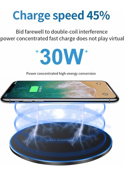10W Mikro USB Siyah 30W Kablosuz Şarj Cihazı iPhone 14 13 12 11 Pro Xs Max Mini x Xr 8 Indüksiyon Hızlı Kablosuz Şarj Pedi Samsung S23 S22 S21 (Yurt Dışından) fiyatları