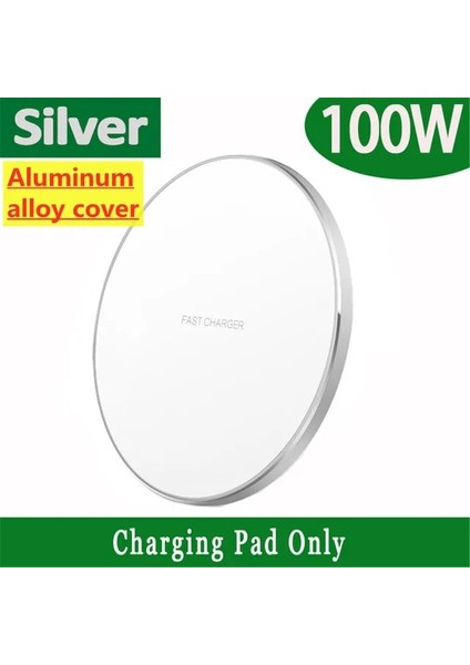 Gümüş 100W Hızlı Kablosuz Şarj Aleti Pedi iPhone 14 13 12 11 x Pro Max Samsung Galaxy S22 S21 Xiaomi Kablosuz Şarj Standı Istasyonu (Yurt Dışından)