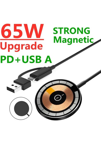 Tip C ve USB A 65W Manyetik Kablosuz Şarj Cihazı Hızlı Macsafe Mag Şarj Istasyonu IPhone 14 13 12 Pro Max Mini Kablosuz Şarj Cihazları Pad Standı (Yurt Dışından) fırsatları