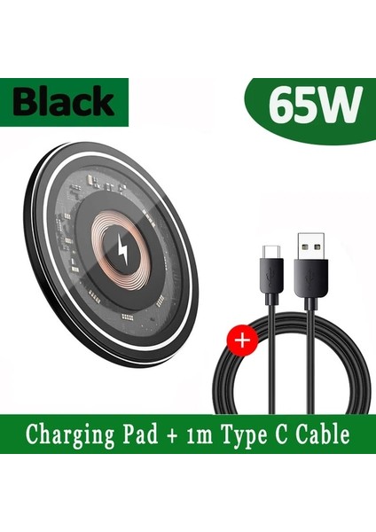 C Tipi Kablo ile 65W Hızlı Kablosuz Şarj Pedi iPhone 14 13 12 11 x Pro Max Samsung Xiaomi Huawei Indüksiyon Kablosuz Şarj Istasyonu Istasyonu (Yurt Dışından)