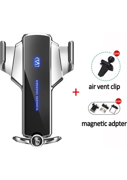 Gümüş 30W Araç Kablosuz Şarj Cihazı Manyetik Otomatik Araç Telefonu Tutucu Dağı iPhone Samsung Xiaomi Için Indüksiyon Hızlı Şarj Istasyonu (Yurt Dışından)