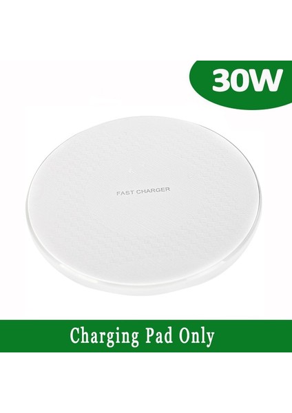 Beyaz 30W Hızlı Kablosuz Şarj Aleti Pedi iPhone 13 12 11 Pro Max x Xs Xr 8 Artı Samsung Xiaomi Kablosuz Şarj Istasyonu Şarj Cihazları (Yurt Dışından)