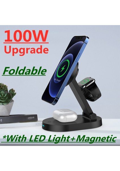 2 In 1 Siyah Ab Tak 100 W 3 In 1 Manyetik Kablosuz Şarj Pad Standı iPhone 14 13 12 Pro Max Macsafe Apple Watch Için Hızlı Şarj Dock Istasyonu (Yurt Dışından) modelleri