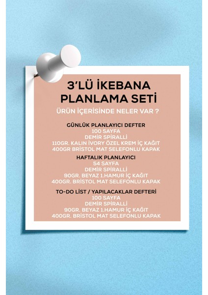 Planlama Seti 3 Ayrı Özel Ürün Günlük Planlayıcı + Haftalık Planlayıcı + To-Do List