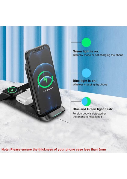 Siyah Abd Tak Kablosuz Şarj Cihazı 3'ü 1 Arada Hızlı Şarj 15W Qı Protokolü iPhone 12 11 Xs Xr Iwatch Için Kayar Katlanabilir Kablosuz Şarj Cihazı 2 3 4 5 6 (Yurt Dışından) fırsatları