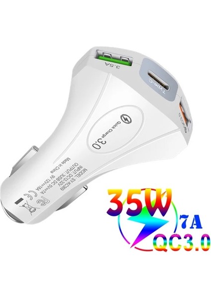 Beyaz USB Araç Şarj Cihazı Hızlı Şarj 4.0 Qc4.0 Qc3.0 Qc Scp 5A Pd Tip C 60W Hızlı Araç USB Şarj Cihazı Cep Telefonu Için (Yurt Dışından)