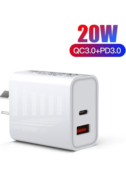 20W Au Tak 20W Çift Bağlantı Noktalı Pd USB Şarj Cihazı Hızlı Şarj Tipi C Duvar Pd Güç Adaptörü iPhone 13 12 11 Xs Samsung S21 Hızlı Şarj 3.0 Fiş (Yurt Dışından)