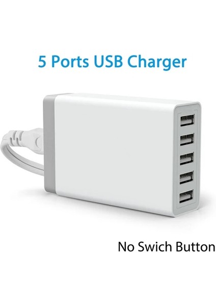 Au 5 USB Beyaz 10 Port Çoklu USB Şarj Istasyonu Hızlı Şarj 60W Hızlı Şarj Güç Adaptörü Ab iPhone Samsung Xiaomi Cep Telefonu Şarj Cihazı (Yurt Dışından)