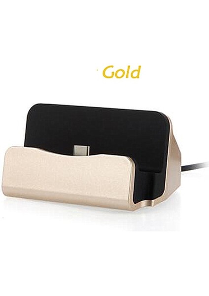 Tip-C Için Altın Tip C Mikro USB Şarj Cihazı iPhone Için Samsung Için Xiaomi Şarj Istasyonu Standı Cep Telefonu Tutucu Masa Üzerinde Chagering Tabanı (Yurt Dışından)