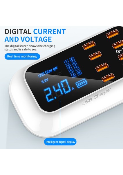 Au Tak 40W 8port Qc3.0 Hızlı Şarj 3.0 Akıllı USB Tip C Şarj Cihazı Telefon USB Şarj Aleti Hızlı Şarj Masaüstü Soket Adaptör Istasyonu iphone Için LED Ekran (Yurt Dışından) fırsatları