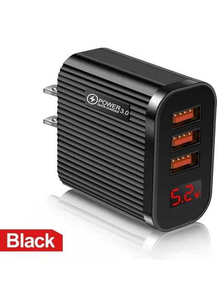 Abd Siyah Hızlı Şarj Cihazı IPHONE12 13PRO Max Için 3.0 USB Şarj Cihazı Xiaomi Samsung Huawei 5 V 3A Dijital Ekran Hızlı Şarj Duvar Telefonu Şarj Cihazı (Yurt Dışından)