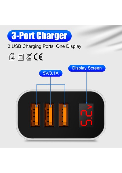 Abd Siyah Hızlı Şarj Cihazı IPHONE12 13PRO Max Için 3.0 USB Şarj Cihazı Xiaomi Samsung Huawei 5 V 3A Dijital Ekran Hızlı Şarj Duvar Telefonu Şarj Cihazı (Yurt Dışından) fiyatları
