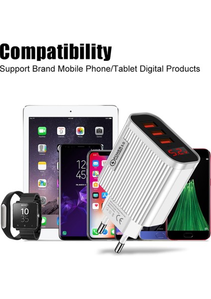 Abd Siyah Hızlı Şarj Cihazı IPHONE12 13PRO Max Için 3.0 USB Şarj Cihazı Xiaomi Samsung Huawei 5 V 3A Dijital Ekran Hızlı Şarj Duvar Telefonu Şarj Cihazı (Yurt Dışından) modelleri
