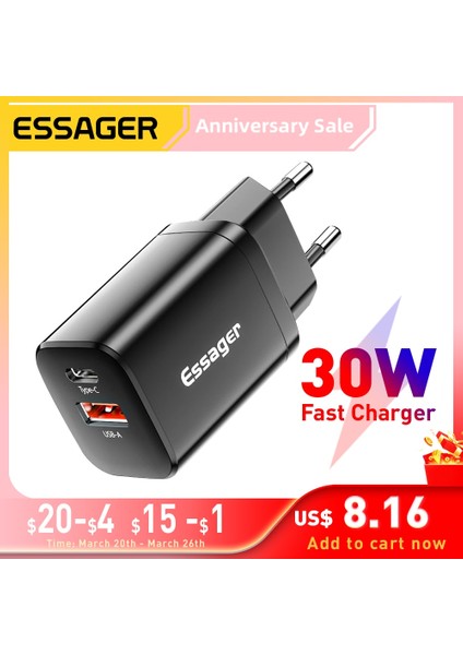 Tip-C 33W B Ab A C Fiş Essager USB Tip C Hızlı Şarj Cihazı 30W Qc Pd 3.0 Çift Bağlantı Noktalı Mini Taşınabilir Adaptör IPhone 14 13 12 IPad Xiaomi Hızlı Duvar Şarj Cihazları (Yurt Dışından) indirimleri