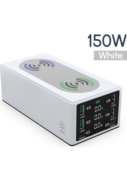 Ab Tak Beyaz 150W USB Tip C Pd Hızlı Şarj Istasyonu Qi Kablosuz Şarj Cihazı Hızlı Şarj 4.0 3.0 iPhone 12 MacBook Dizüstü Bilgisayar Için USB Telefon Şarj Cihazı (Yurt Dışından)