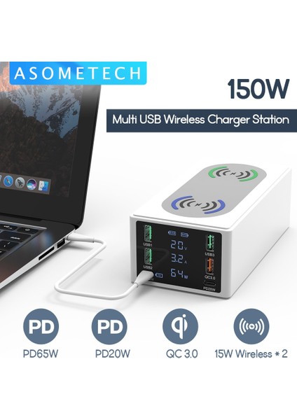 Ab Tak Beyaz 150W USB Tip C Pd Hızlı Şarj Istasyonu Qi Kablosuz Şarj Cihazı Hızlı Şarj 4.0 3.0 iPhone 12 MacBook Dizüstü Bilgisayar Için USB Telefon Şarj Cihazı (Yurt Dışından) indirimleri