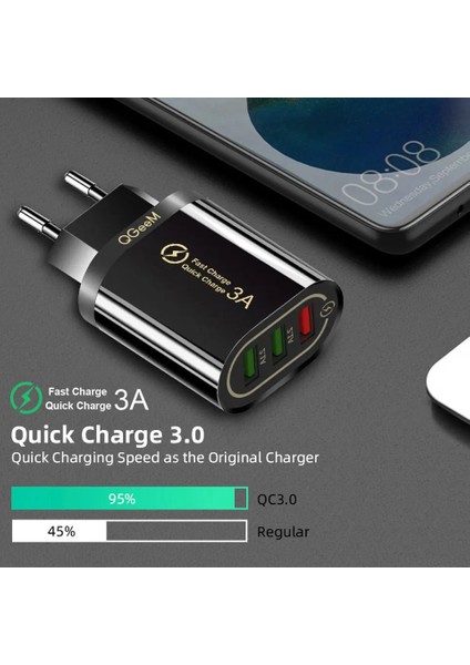 Ab Sıyah Qgeem 3 USB Şarj Aleti iPhone Hızlı Şarj 3.0 Hızlı Şarj Cihazı Xiaomi Qc 3.0 Taşınabilir Telefon Şarj Cihazı Şarj Adaptörü (Yurt Dışından) fırsatları
