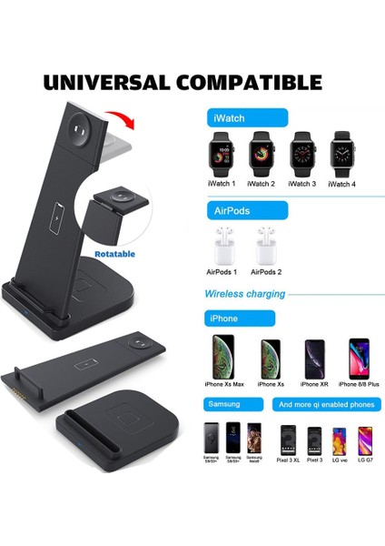 Beyaz Abd Plug ile 3 In 1 Kablosuz Şarj Standı IPhone 13 12 11 Xr 8 Apple Watch 30 W Hızlı Şarj Dock Istasyonu Samsung Huawei Xiaomi Için (Yurt Dışından) modelleri