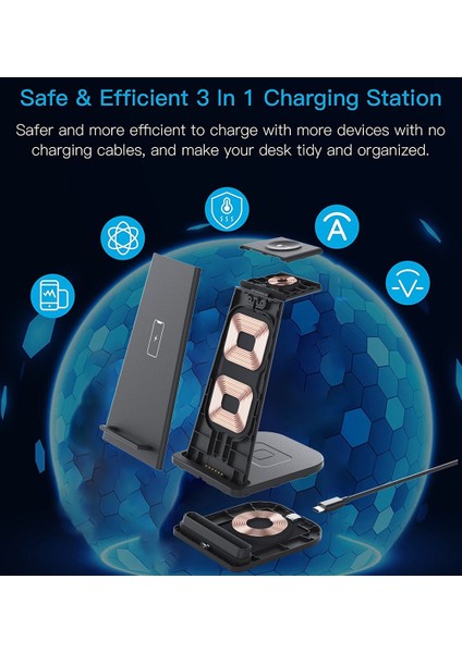 Beyaz Abd Plug ile 3 In 1 Kablosuz Şarj Standı IPhone 13 12 11 Xr 8 Apple Watch 30 W Hızlı Şarj Dock Istasyonu Samsung Huawei Xiaomi Için (Yurt Dışından) fırsatları