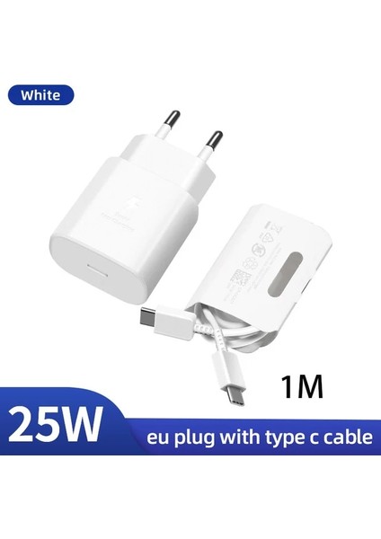 Beyaz Ab Seti Orijinal 25W Süper Hızlı Duvar Şarj Cihazı Samsung USB Tip C Pd Güç Adaptörü Galaxy S22 Ultra S21 S21 + S20 Fe 5g A52 Tab S8 S7 (Yurt Dışından)