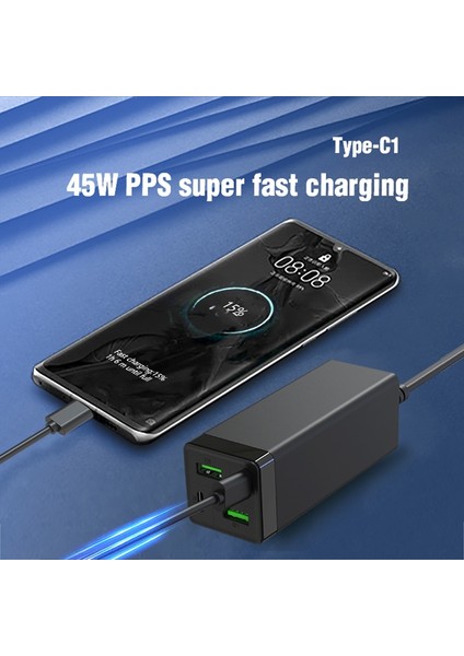 Siyah Au Urvns 4 Bağlantı Noktalı 85W Gan USB C Hızlı Şarj Cihazı, Pd 65W Pps 45W 20W Qc3.0 MacBook Dizüstü iPhone Xiaomi Samsung Için Güç Adaptörü Kaynağı (Yurt Dışından) fırsatları