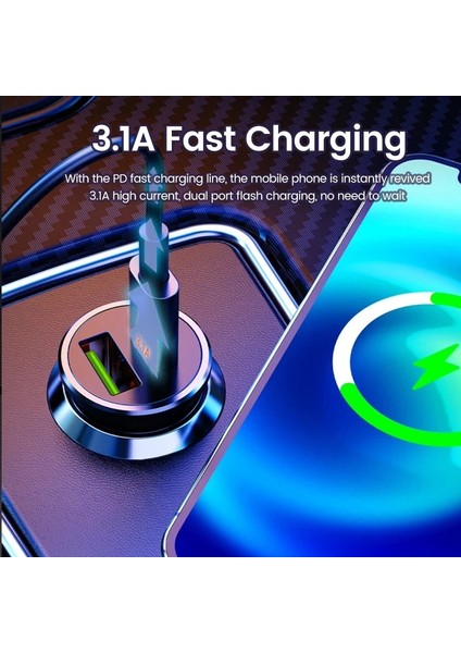 Beyaz Eonline Pd USB C Araç Şarj Cihazı 3.1A Şarj Hızlı Şarj Tüm Akıllı Telefonlar Için iPhone 12 11 Xiaomi Samsung Tip C Telefon (Yurt Dışından) modelleri