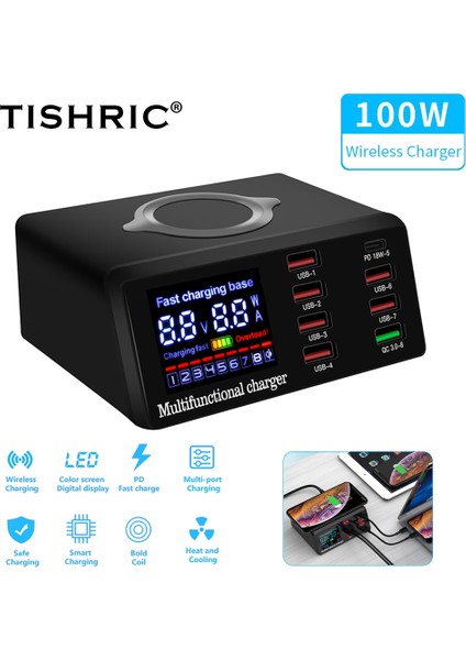 Ab 100W USB Şarj Aleti Adaptörü Iphone Hub Için Kablosuz Şarj Cihazı Şarj Istasyonu Pd Hızlı Şarj Cihazı Hızlı Şarj Xiaomi Huawei Samsung Için (Yurt Dışından) fiyatları