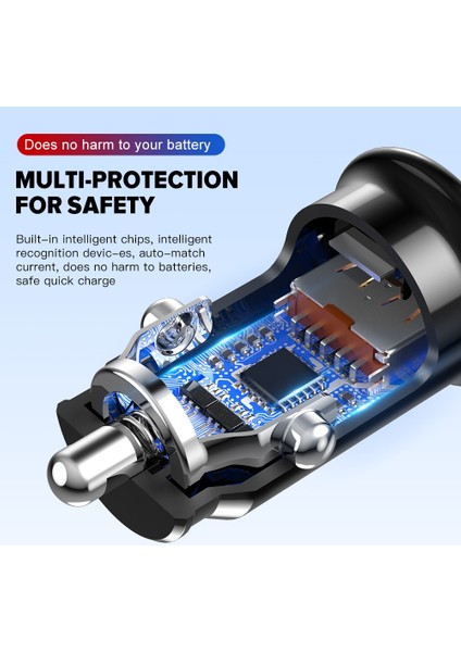 Siyah 36W Çift USB Elough Çift USB Araç Şarj Cihazı Hızlı Şarj 3.0 Qc3.0 Hızlı Şarj PD40W Tip-C Araç Şarj Cihazı iPhone 12 13 Xiaomi Huawei Samsung Için (Yurt Dışından) modelleri