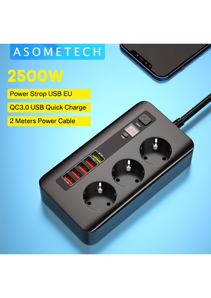 Siyah Qc3.0 Çoklu USB Şarj Hub 3 Ab Çıkışı Güç Şeridi Soketi Hızlı Şarj Masaüstü iPhone Samsung Dizüstü Bilgisayar Için Hızlı Şarj Istasyonu (Yurt Dışından) fiyatları