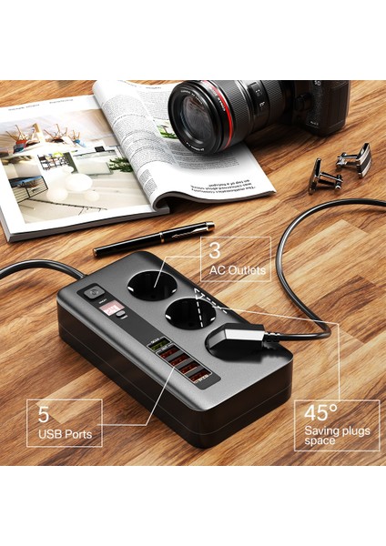 Siyah Qc3.0 Çoklu USB Şarj Hub 3 Ab Çıkışı Güç Şeridi Soketi Hızlı Şarj Masaüstü iPhone Samsung Dizüstü Bilgisayar Için Hızlı Şarj Istasyonu (Yurt Dışından) modelleri