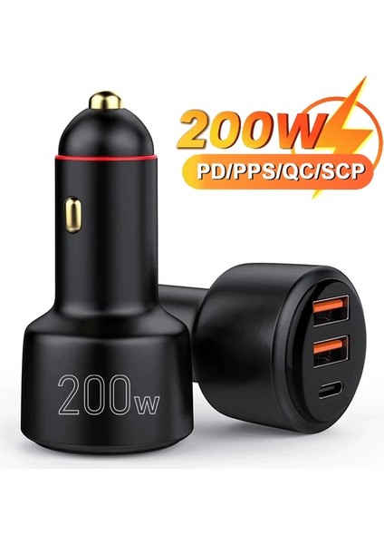 Siyah Eonlıne 3D USB Araç Şarj Cihazı 200W Süper Hızlı Şarj Cihazı 100W 65W Pd Tip-C Hızlı Charge3.0 Huaweı Oppo Vooc IPhone Xiaomi Mobile Için (Yurt Dışından)
