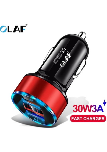 Gümüş Olaf Hızlı Şarj 3.0 USB Araç Şarj Cihazı iPhone 7 3A Hızlı Şarj Adaptörü Samsung A50 Xiaomi Mi9 Qc3.0 Araç Telefonu Şarj Cihazı (Yurt Dışından) fiyatları
