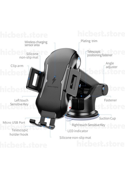 HBWCC08-7 10W Araba Kablosuz Indüksiyon Şarj Cihazı iPhone Samsung Için Otomatik Kablosuz Araba Şarjı iPhone 8 x Xr Xs Samsung S8 S9 S10 (Yurt Dışından) modelleri