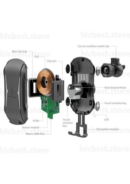 HBWCC08-7 10W Araba Kablosuz Indüksiyon Şarj Cihazı iPhone Samsung Için Otomatik Kablosuz Araba Şarjı iPhone 8 x Xr Xs Samsung S8 S9 S10 (Yurt Dışından) fırsatları