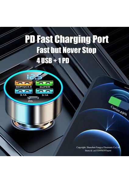 22.5W Araç Şarj Cihazı 4 Port USB Araç Şarj Cihazı Tip C Pd 150W Hızlı Şarj Adaptörü Için Huawei Oppo Oneplus iPhone 14 Pro Max 13 12 11 Mini Xs Xiaomi (Yurt Dışından) fiyatları