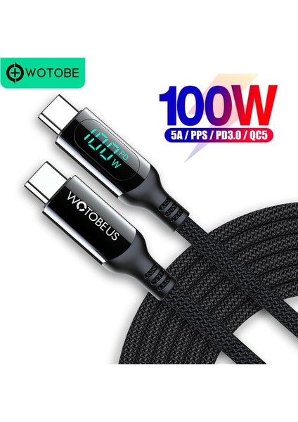 LED 2m 100W Kablo 95W USB C Araç Şarj Cihazı, 3 Portlu Pps/pd 65W/45W/30W/20W Qc3.0 18W Mibook Huaweı Tip C Dizüstü Tablet iphone 13/12 S20/21NOTE 10 (Yurt Dışından)