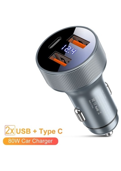 Stil 1 Gtwın USB Araç Şarj Cihazı Qc 3.0 80W Tip C Pd Hızlı Araba Şarjı Telefon Şarj Adaptörü iPhone Xiaomi Samsung Cep Telefonu Için (Yurt Dışından)